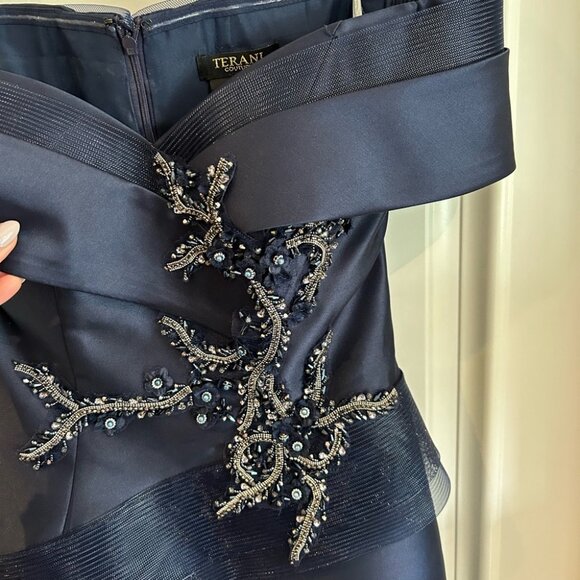 Terani Couture Navy 2011M2159 Long Mother Of Bride Dress Evening Gown - Picture 8 of 11